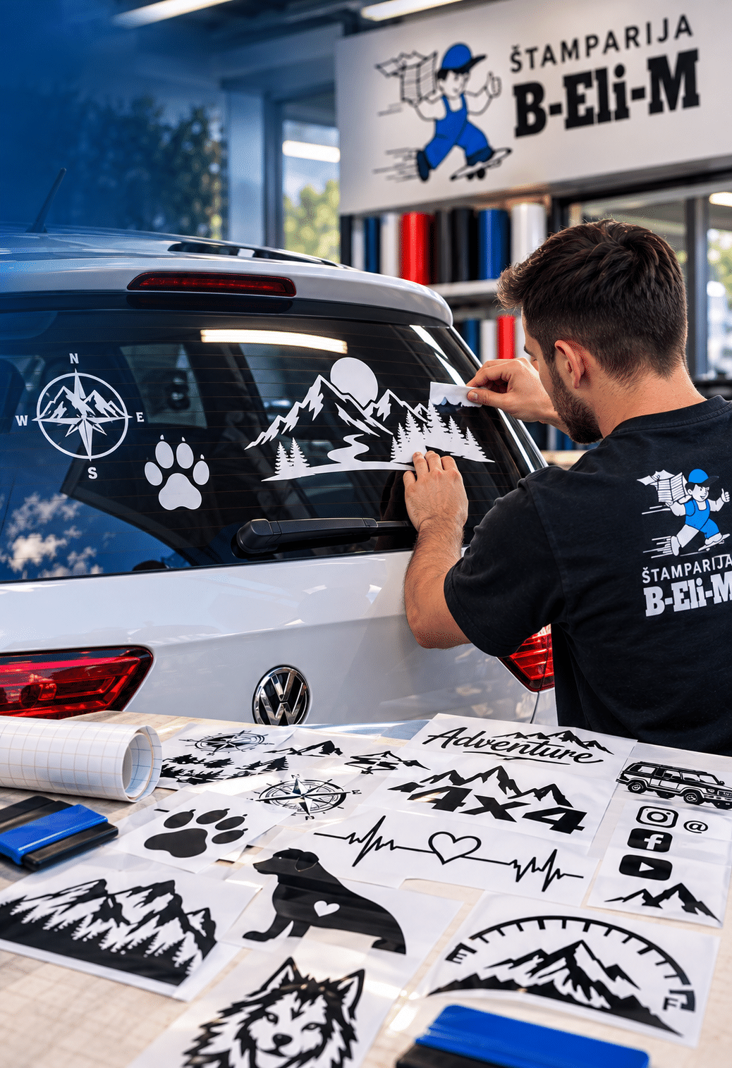 naljepnice za auto, izrada naljepnica za auto i montaza. Print najljepnica za auto Tuzla i okolina